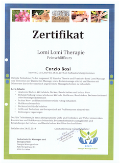 Zertifikat Lomi Therapie
